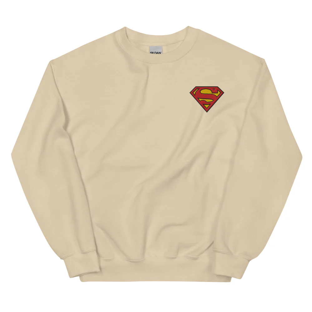 SUPERMAN Logo S-Shield Embroidered Crewneck Sweatshirt