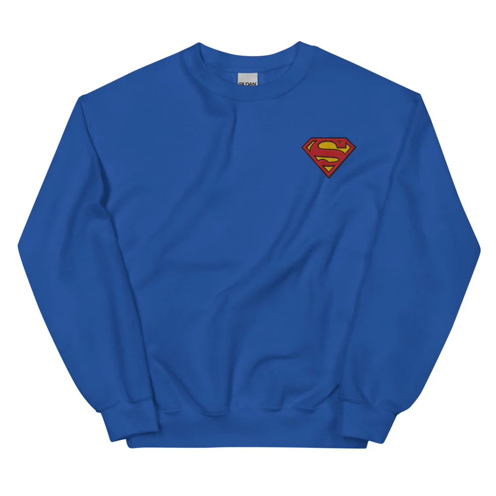 SUPERMAN Logo S-Shield Embroidered Crewneck Sweatshirt