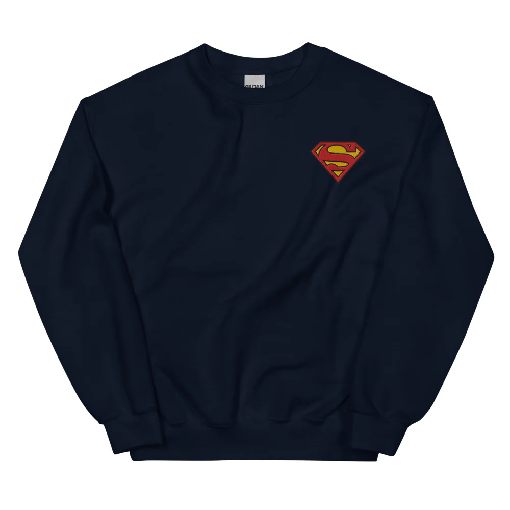 SUPERMAN Logo S-Shield Embroidered Crewneck Sweatshirt