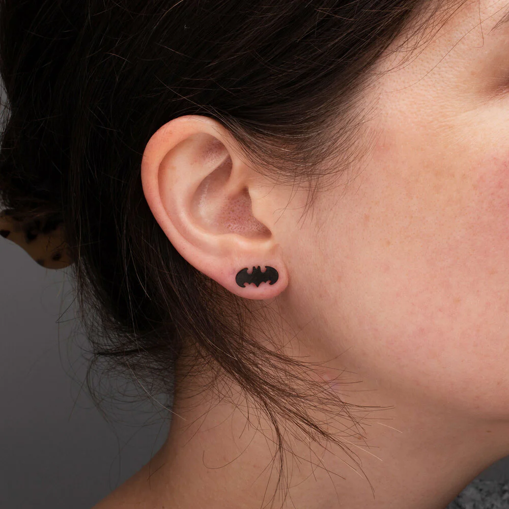 BATMAN Black Cut Out Logo Stud Earrings