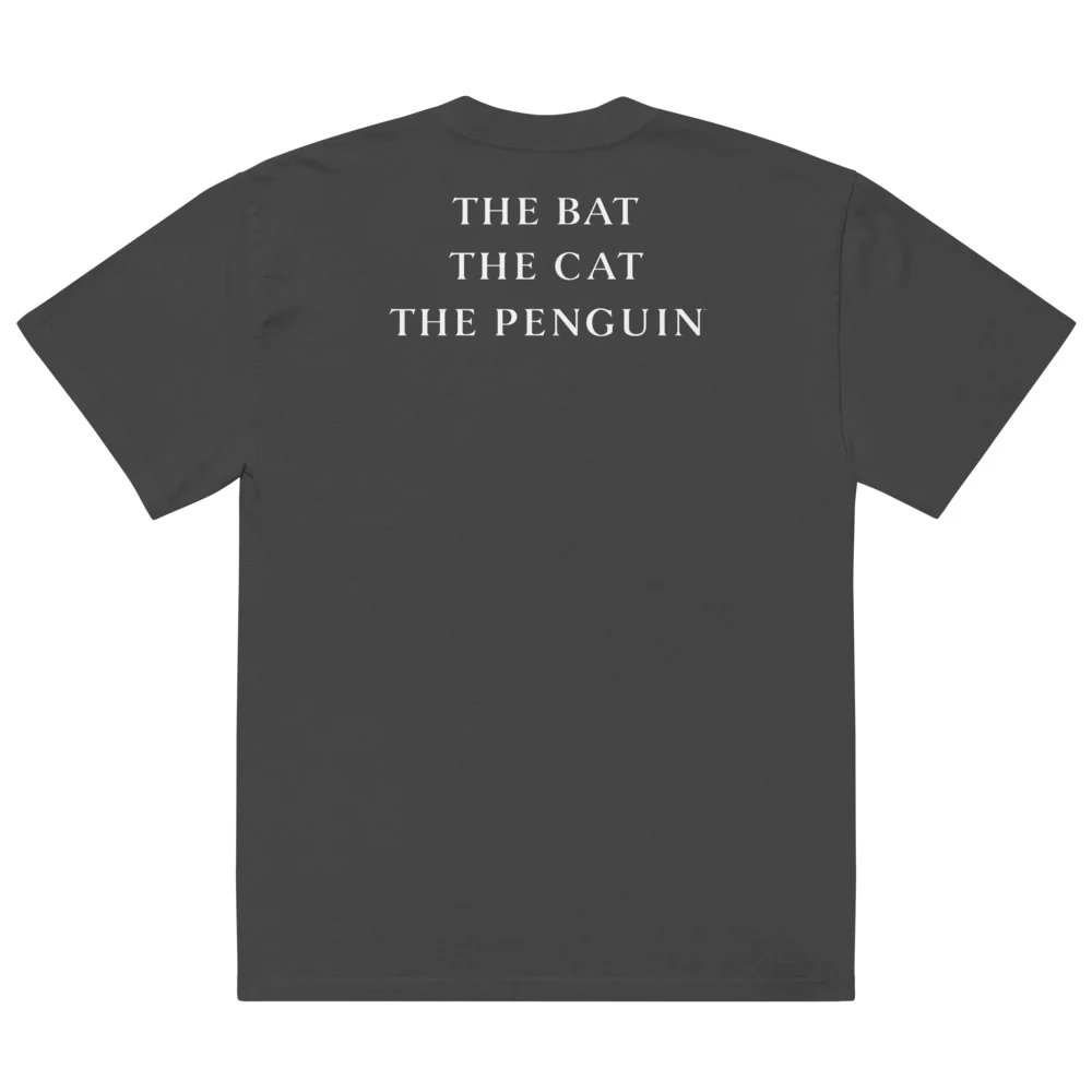 BATMAN RETURNS The Bat The Cat The Penguin Oversized Faded T-shirt