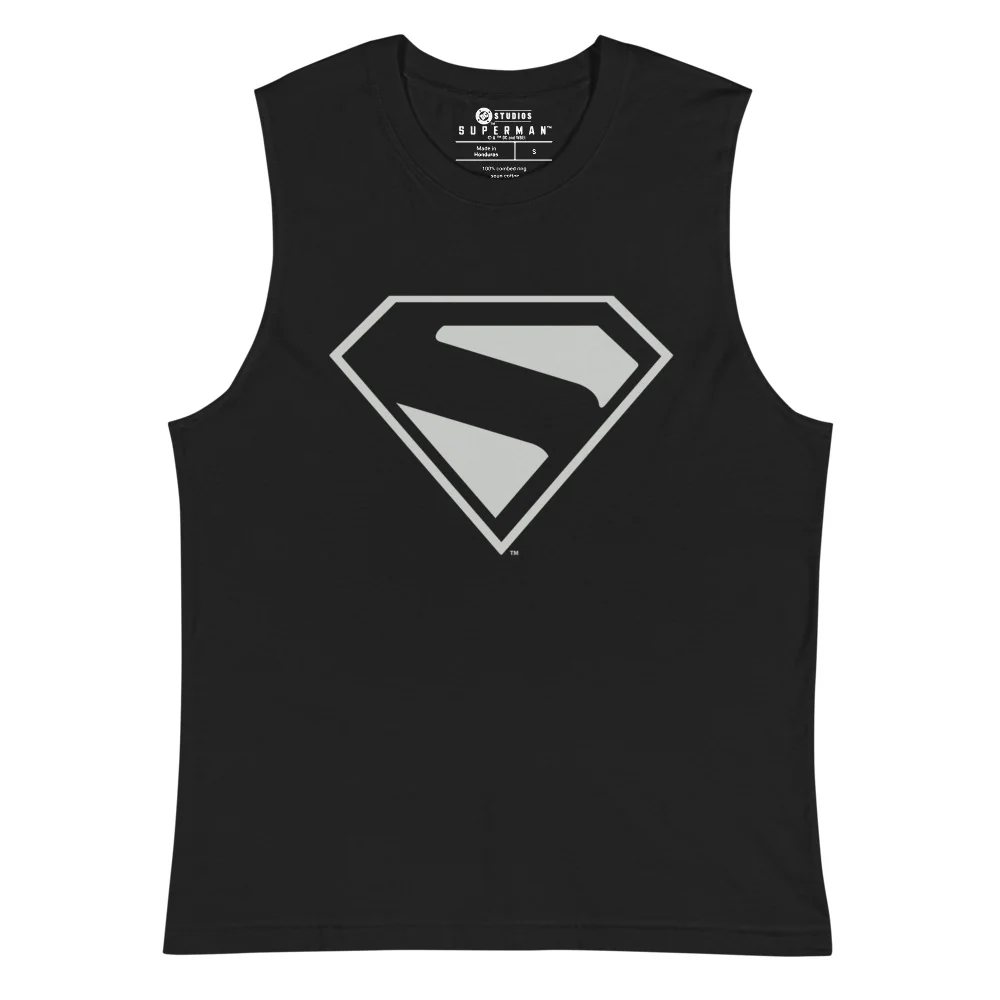 SUPERMAN (2025 Movie) Black & Silver S-Shield Muscle Shirt