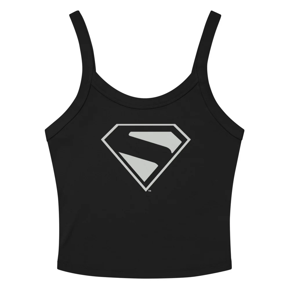 SUPERMAN (2025 Movie) Black & Silver S-Shield Women’s Micro-Rib Tank Top