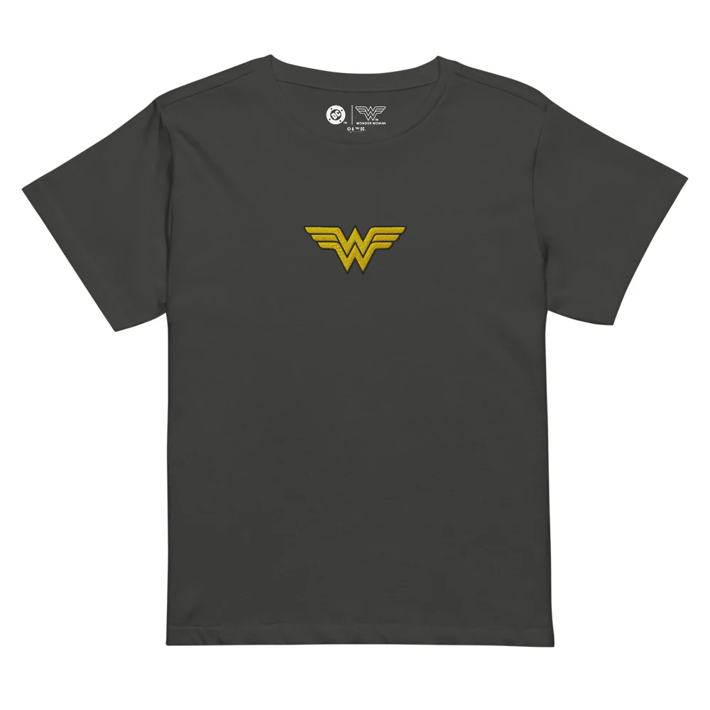 WONDER WOMAN Logo Embroidered Women's High-waisted T-Shirt
