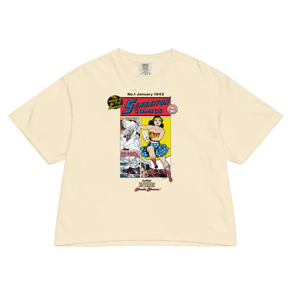 WONDER WOMAN Sensation Comics Women's Comfort Colors Boxy T-Shirt