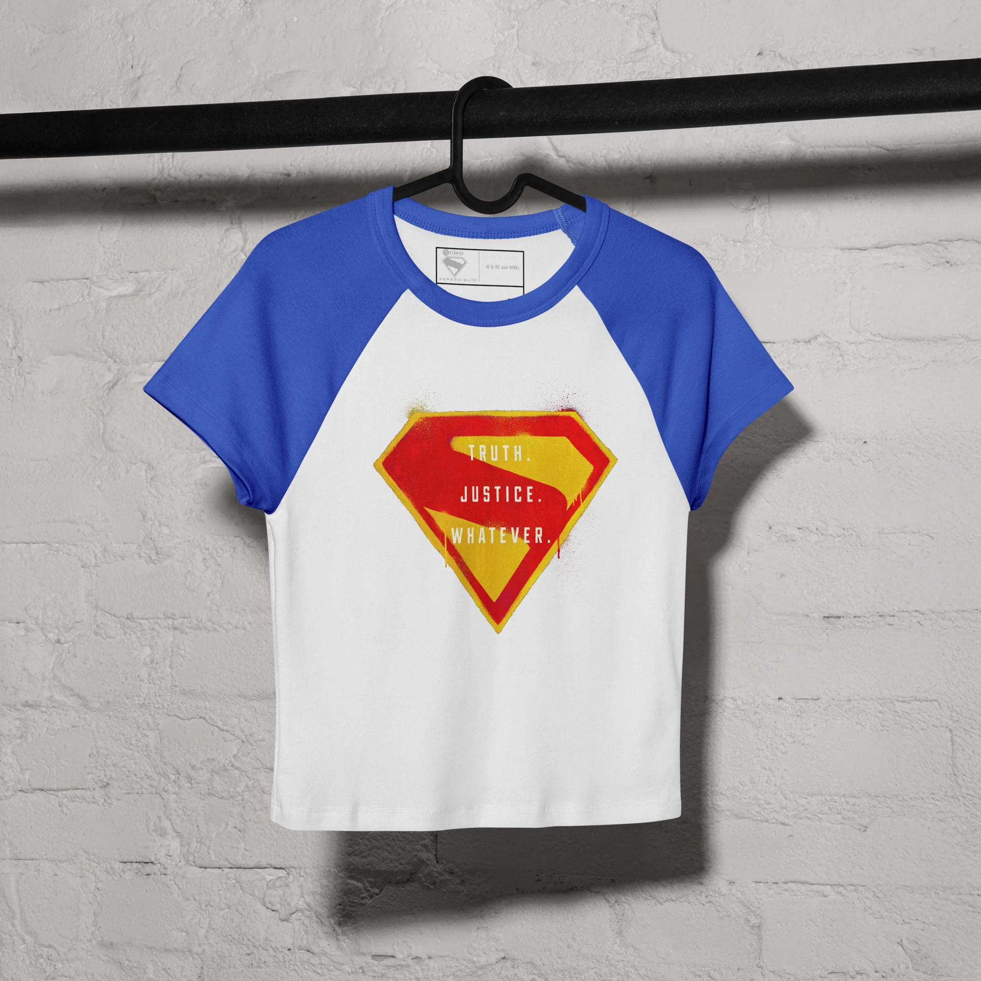 SUPERGIRL (2026 Movie) Truth Justice Whatever Women’s Micro Rib Raglan Baby Tee
