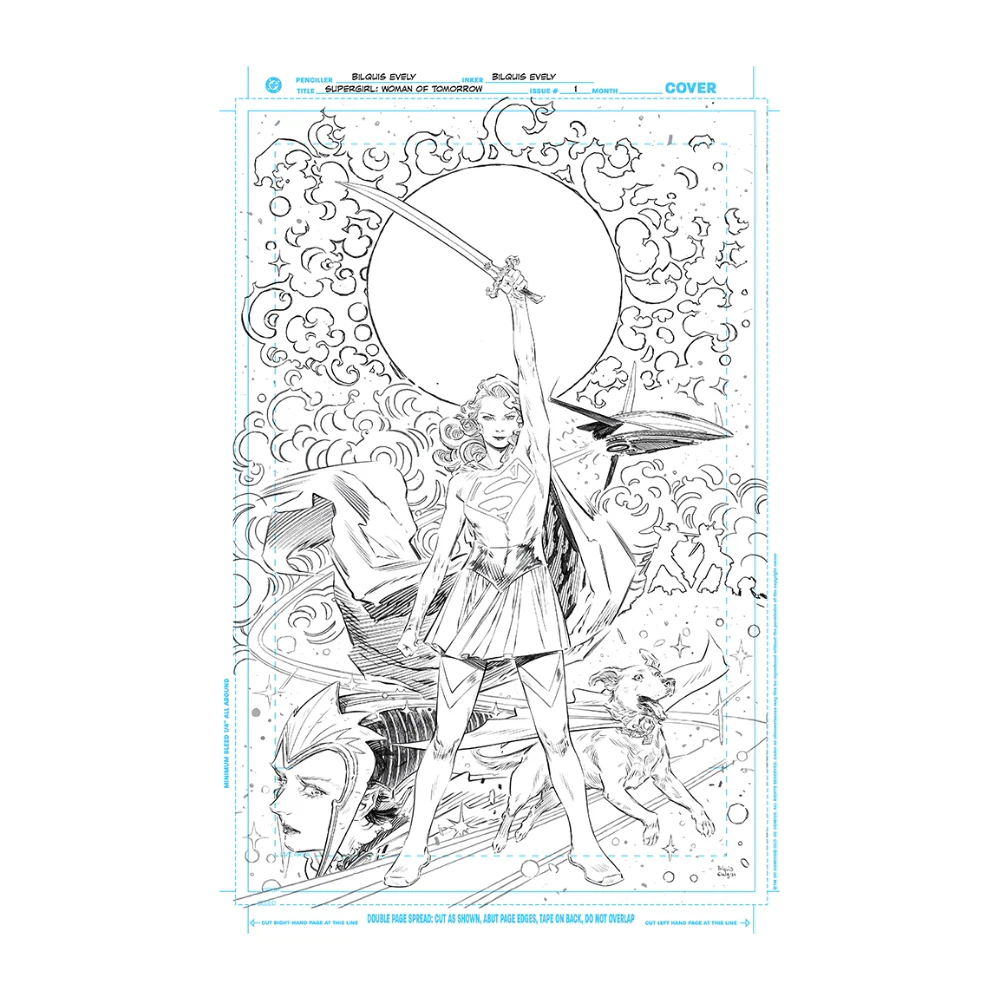 SUPERGIRL: WOMAN OF TOMORROW by Bilquis Evely 11"x 17" Black & White Art Board Facsimile